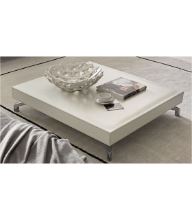DUDE low  coffee table with leather top