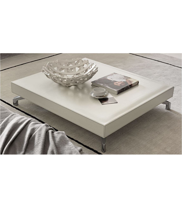 Low coffee table with leather top